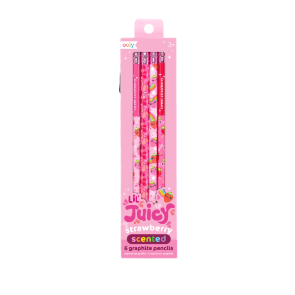 lil juicy scented graphite pencils - strawberry - set of 6