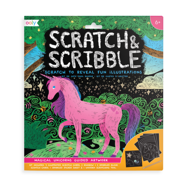 magical unicorn scratch and scribble scratch art kit